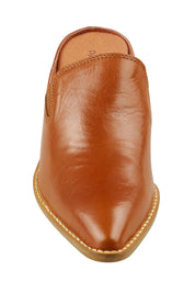 Foyal Leather Heeled Mule - Cognacpol