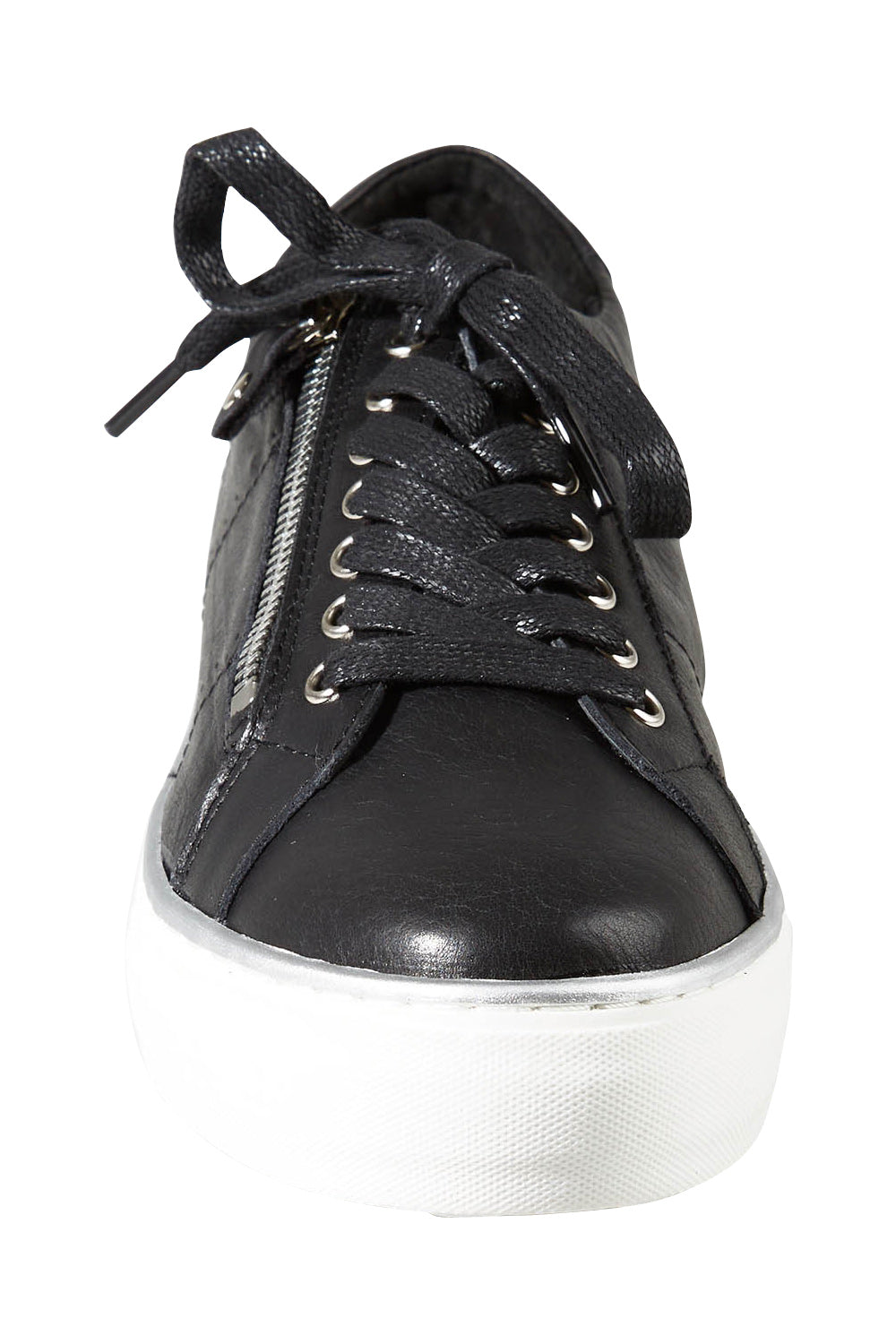 Product shot of the Froggy Leather Sneaker in colour Blkwhtlea (Black), detail