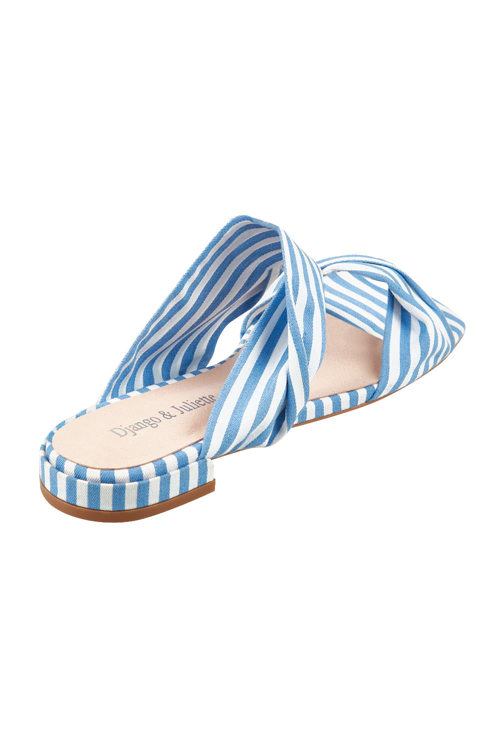 Product shot of the Mazzy Slides in colour Denimwhite (Blue), from the back