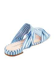 Product shot of the Mazzy Slides in colour Denimwhite (Blue), from the back