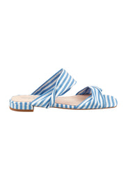 Product shot of the Mazzy Slides in colour Denimwhite (Blue), from the front