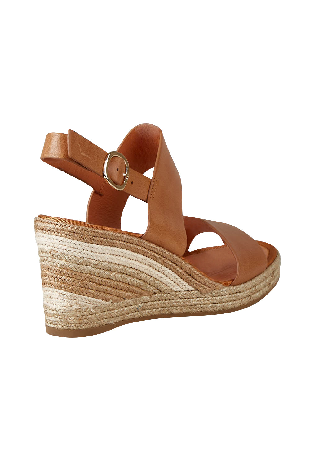 Product shot of the Pama Leather Wedge in colour Tan, from the back