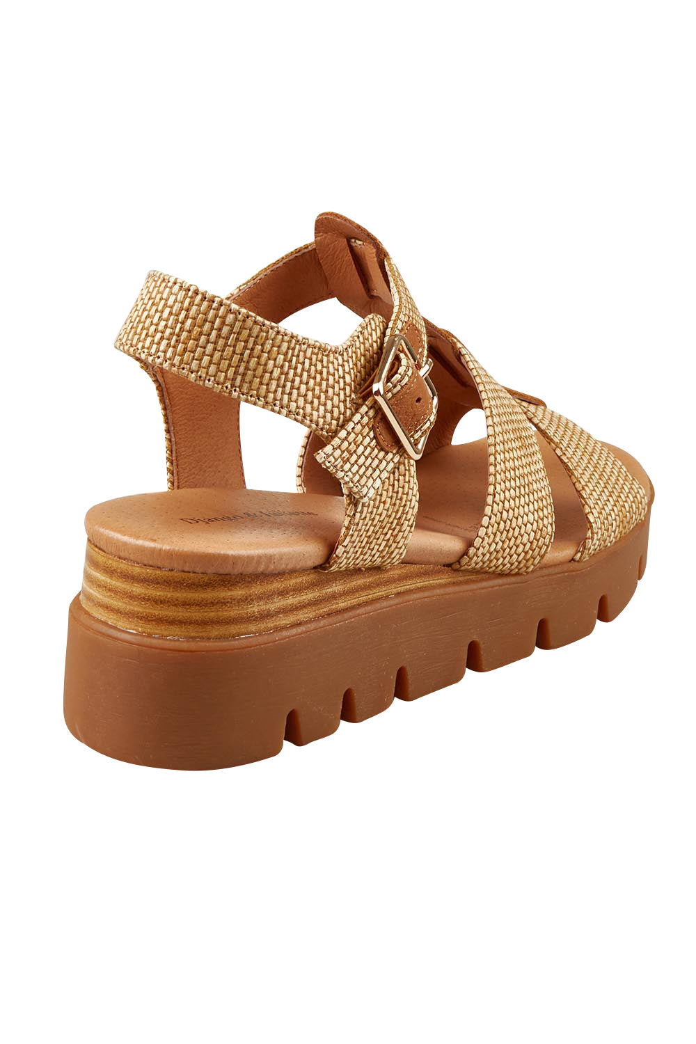 Product shot of the Rhodesy Leather Wedge in colour Coffeedkta, from the back