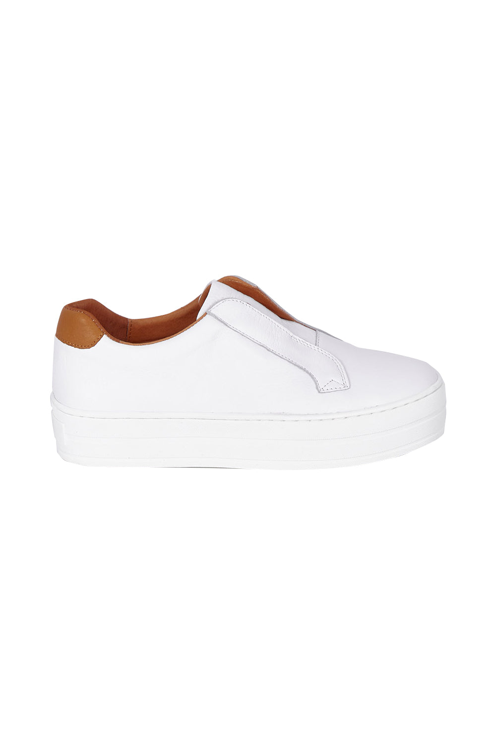 Product shot of the Shia Leather Pull On Sneaker in colour Whitescotc (White), from the front