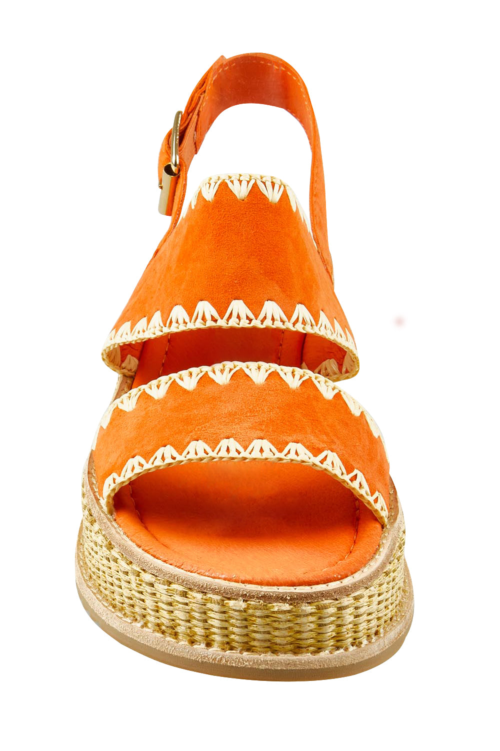 Product shot of the Vera Suede Leather Flatform in colour Okorange, detail
