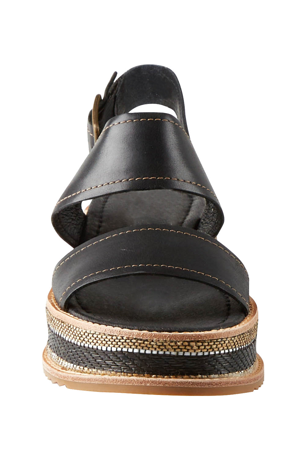 Product shot of the Vijay Flatform Sandal in colour Black (Black), detail