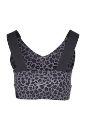 Product shot of the Antidote Crop in colour Leopardsmk (Grey), from the back
