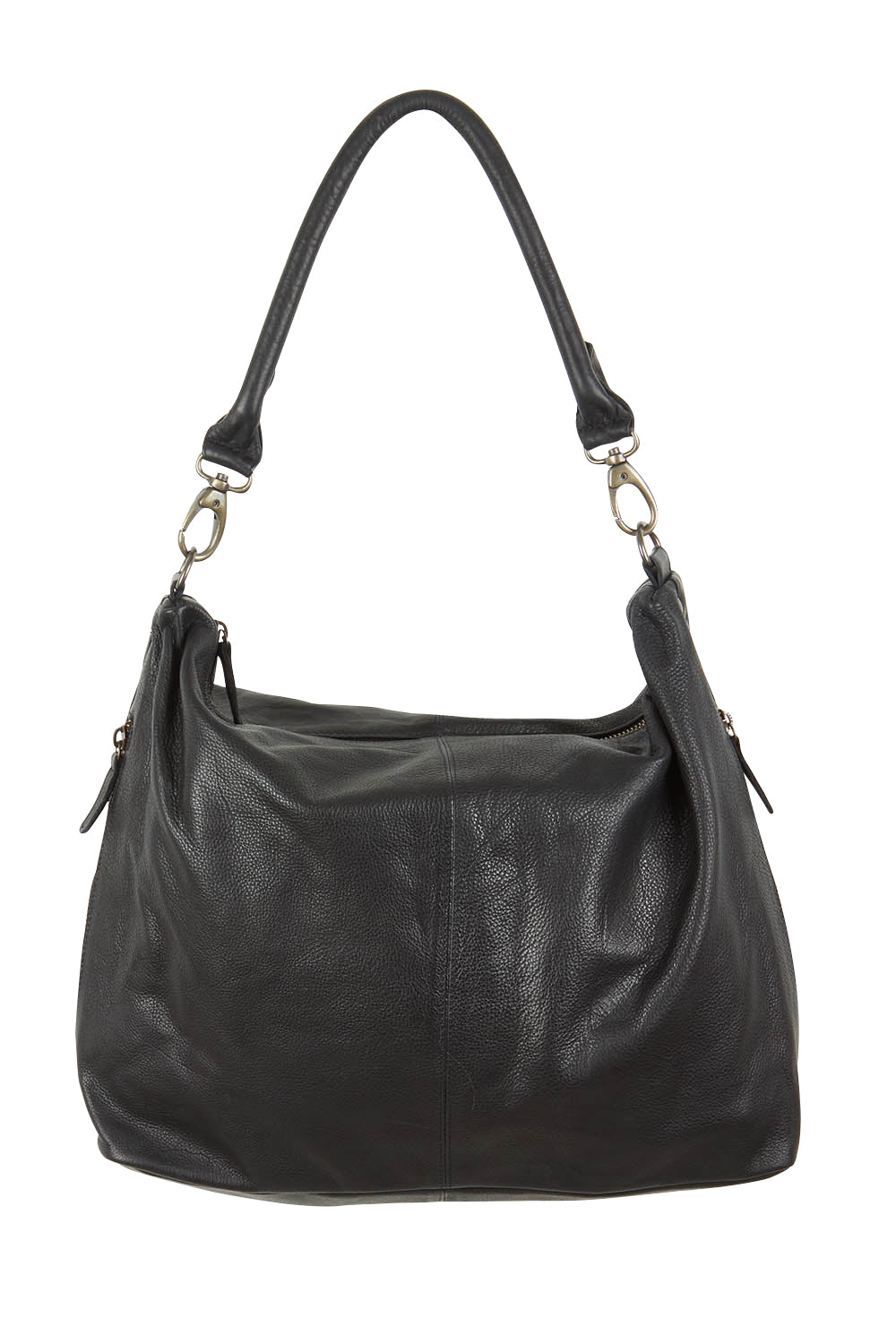 Product shot of the Adele Large Leather Bag in colour Black (Black), from the front