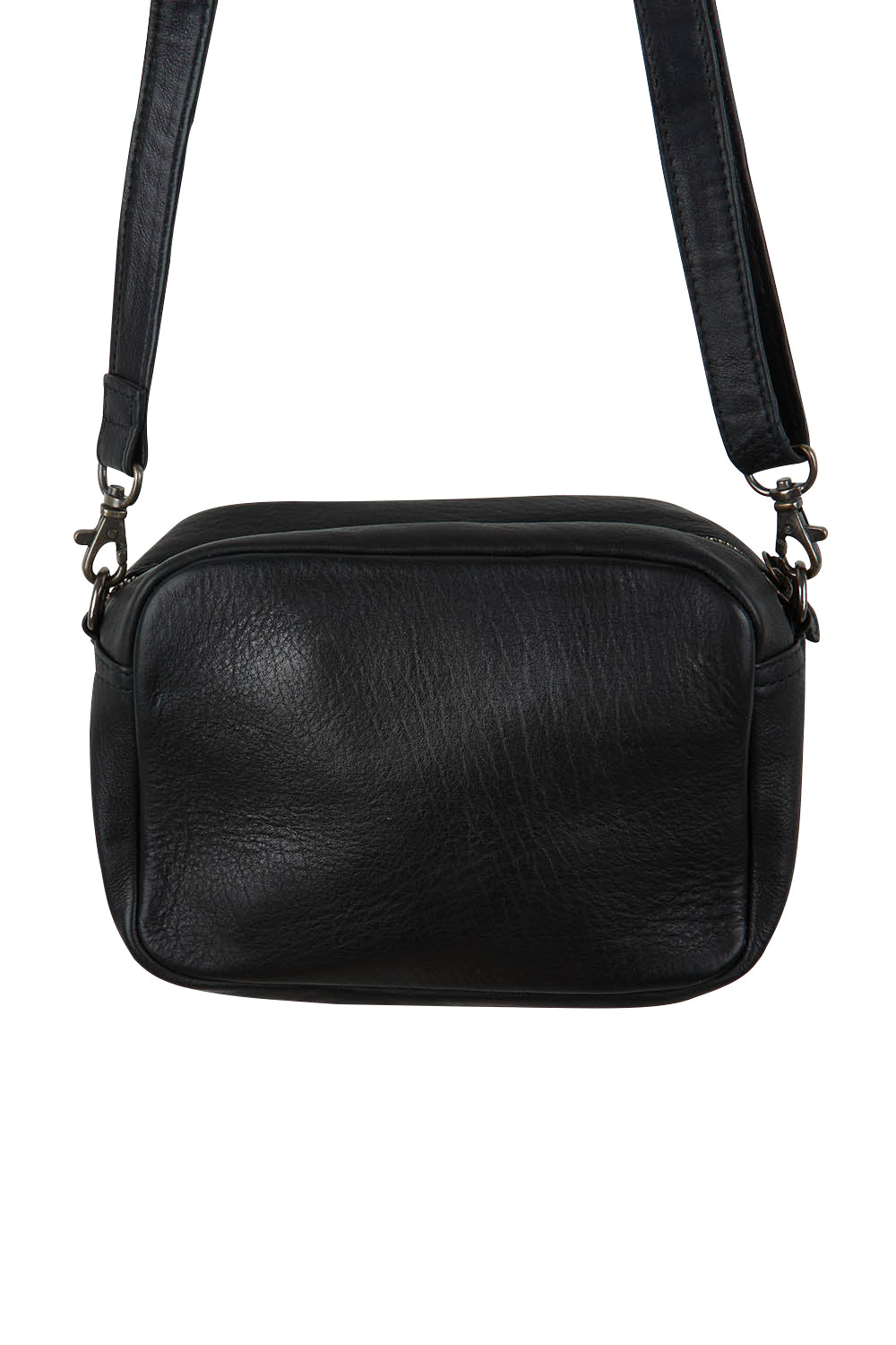 Product shot of the Head In The Clouds Leather Bag in colour Black (Black), detail