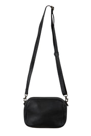 Product shot of the Head In The Clouds Leather Bag in colour Black (Black), from the front