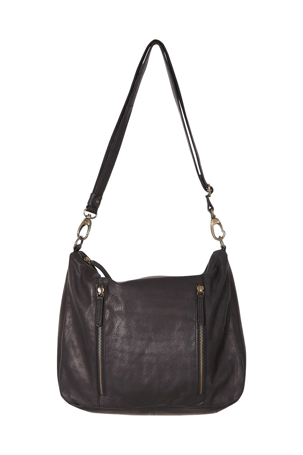 Product shot of the Poppy Leather Bag in colour Black (Black), from the back