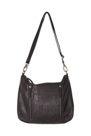 Product shot of the Poppy Leather Bag in colour Black (Black), from the back
