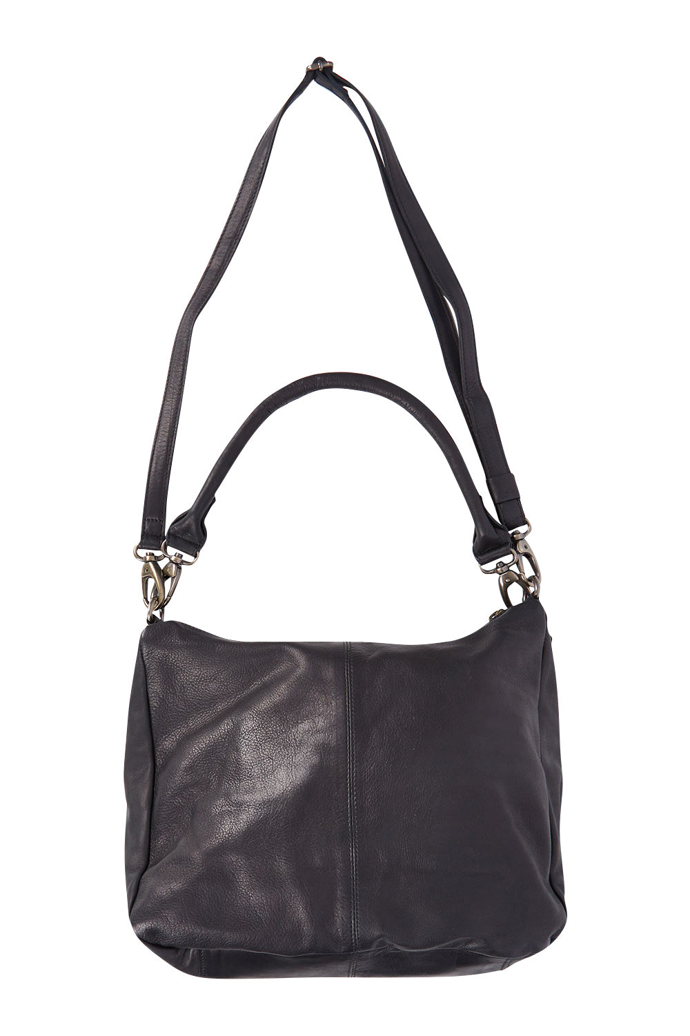 Product shot of the Poppy Leather Bag in colour Black (Black), detail