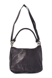 Product shot of the Poppy Leather Bag in colour Black (Black), detail
