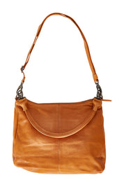 Product shot of the Poppy Leather Bag in colour Tan, from the front
