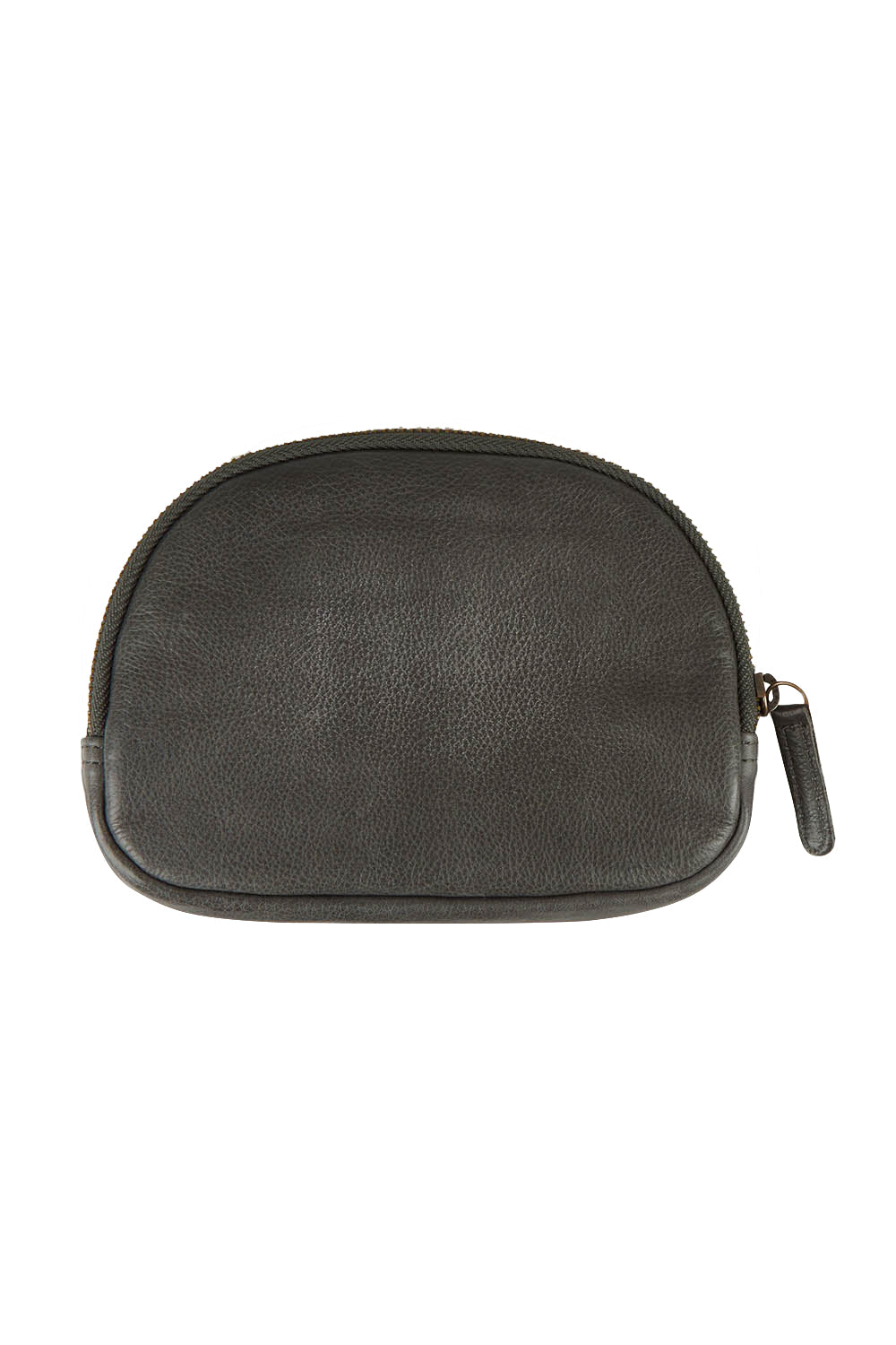 Product shot of the Romi Leather Clutch in colour Charcoal (Grey), from the back