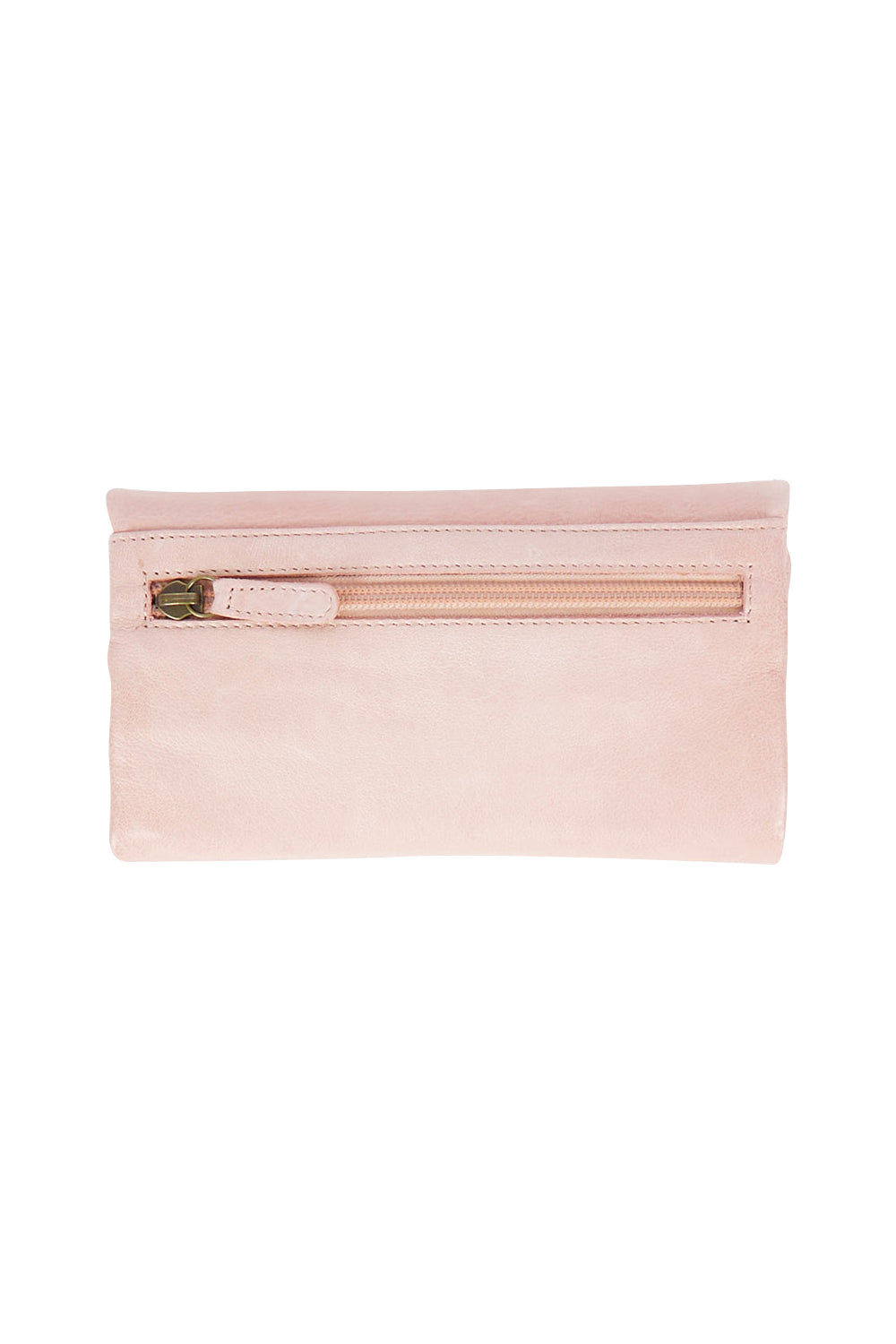 Product shot of the Rose Leather Purse in colour Duskypink (Pink), from the back
