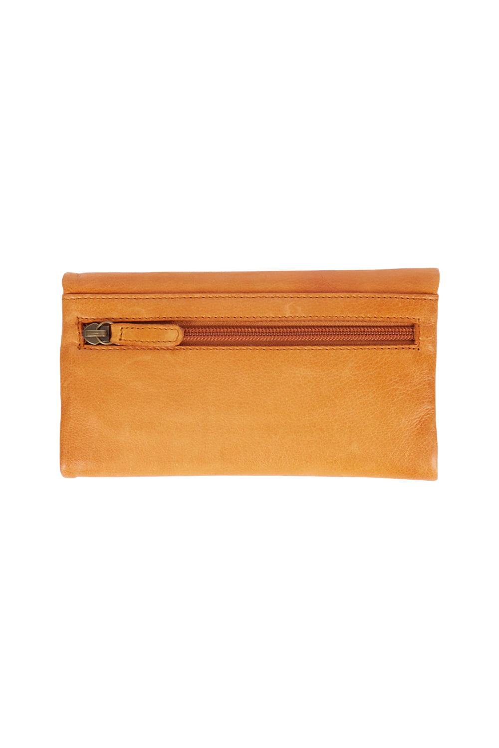 Product shot of the Rose Leather Purse in colour Tan, from the back