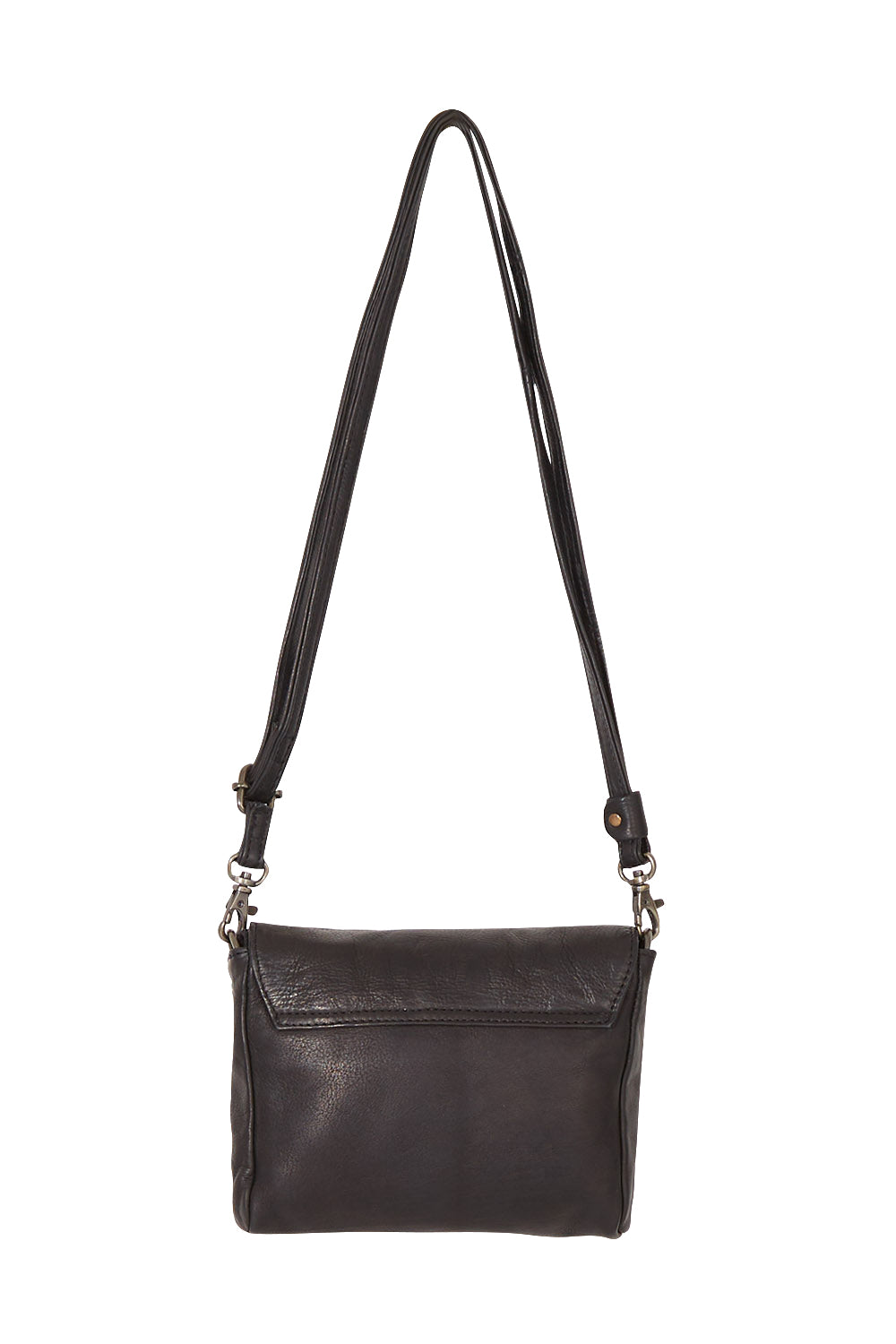Product shot of the Sara Leather Bag in colour Black (Black), from the back