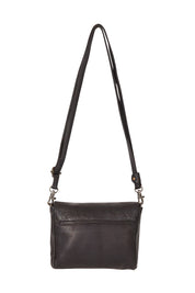 Product shot of the Sara Leather Bag in colour Black (Black), from the back