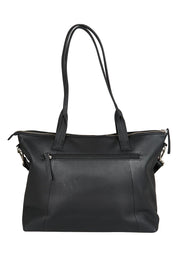 Product shot of the Valentina Leather Tote in colour Black (Black), from the back