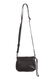 Product shot of the Zoe Leather Clutch Bag in colour Black (Black), from the back