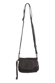 Product shot of the Zoe Leather Clutch Bag in colour Black (Black), from the front