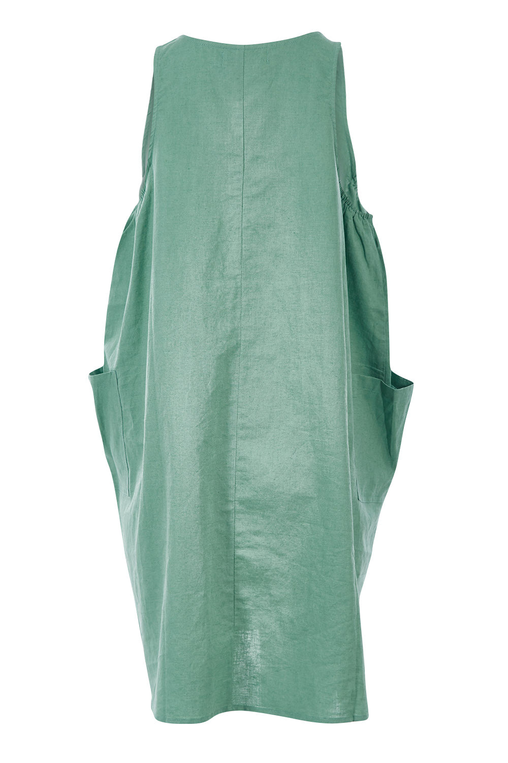 Product shot of the Serengeti Tank Dress in colour Sage (Green), from the back