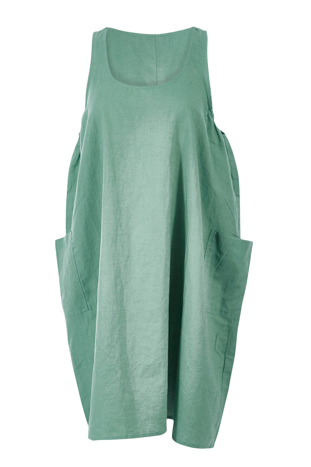 Product shot of the Serengeti Tank Dress in colour Sage (Green), from the front