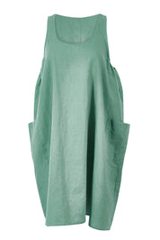 Product shot of the Serengeti Tank Dress in colour Sage (Green), from the front