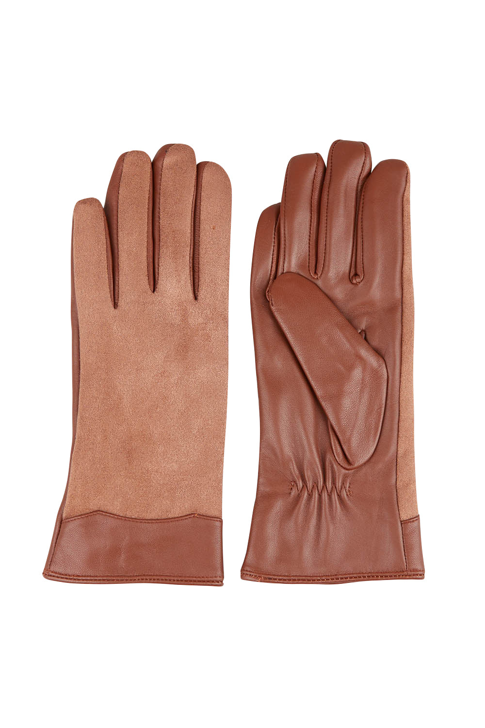 Product shot of the Mona Leather Glove in colour Bark, from the front