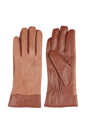 Product shot of the Mona Leather Glove in colour Bark, from the front