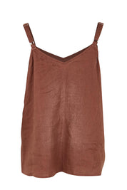 Product shot of the Studio Linen Tank – Chocolate in colour Chocolate, from the back