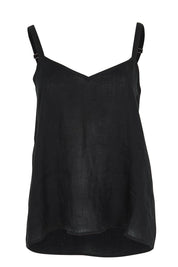 Product shot of the Studio Linen Tank in colour Ebony (Black), from the front