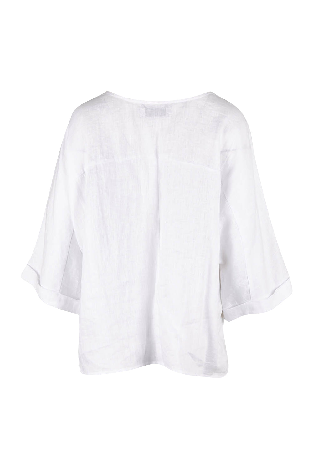 Product shot of the Studio Relaxed Top in colour Salt (White), from the back