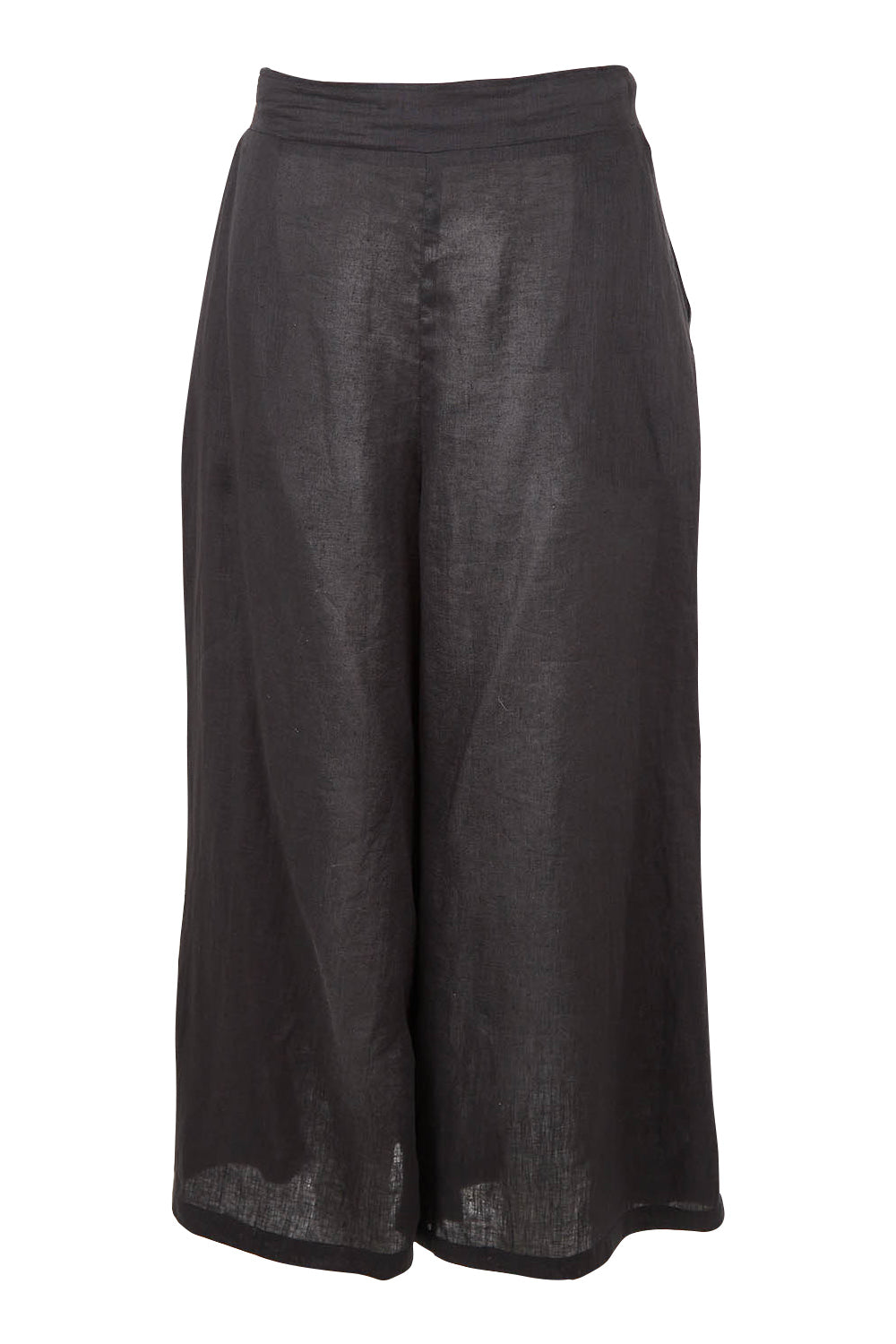 Product shot of the Studio Crop Pant in colour Ebony (Black), from the front