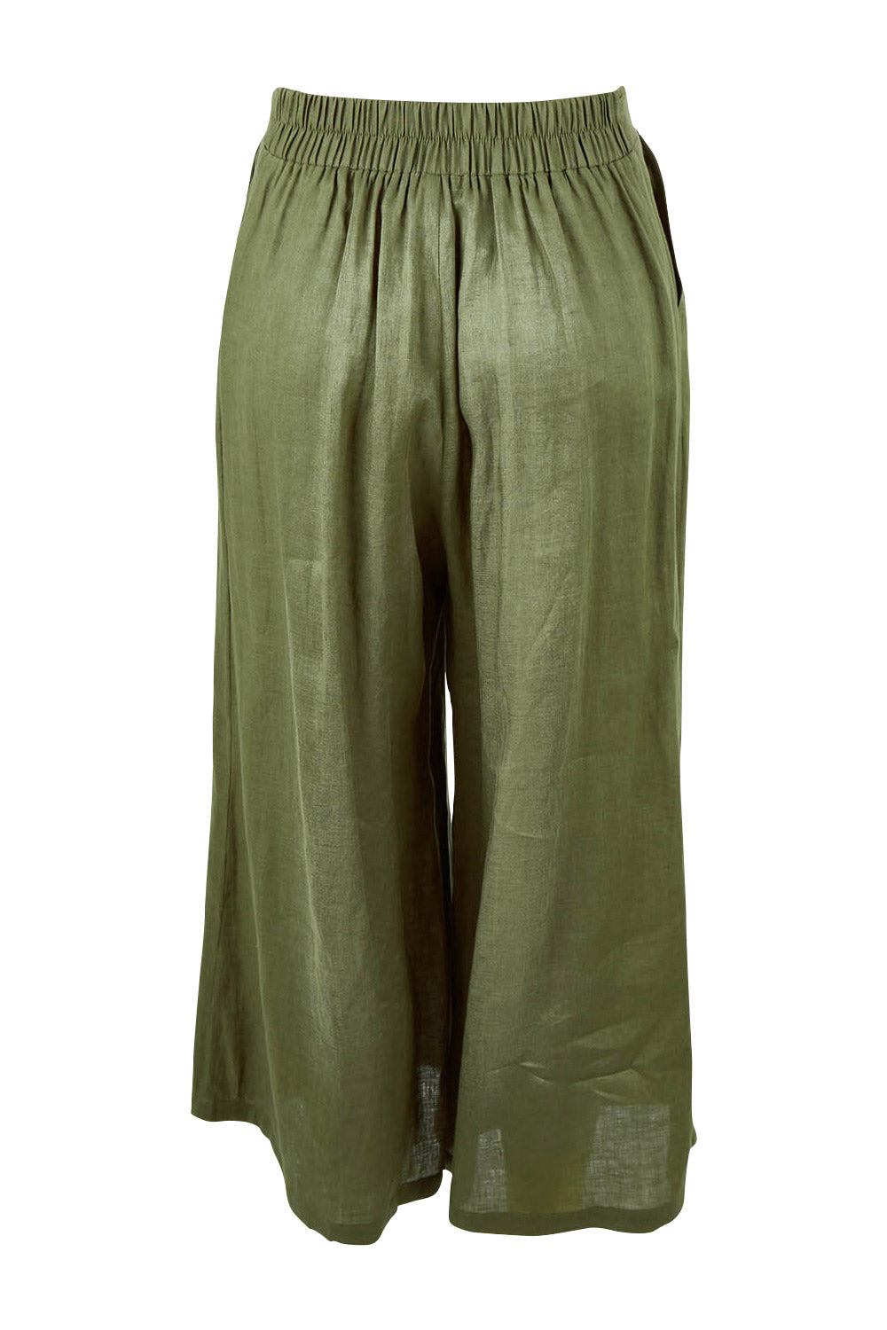 Product shot of the Studio Crop Pant in colour Khaki (Green), from the back