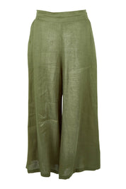 Product shot of the Studio Crop Pant in colour Khaki (Green), from the front