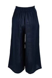 Product shot of the Studio Crop Pant in colour Navy (Blue), from the back