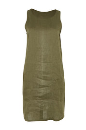 Product shot of the Studio Linen Midi Dress in colour Khaki (Green), from the front