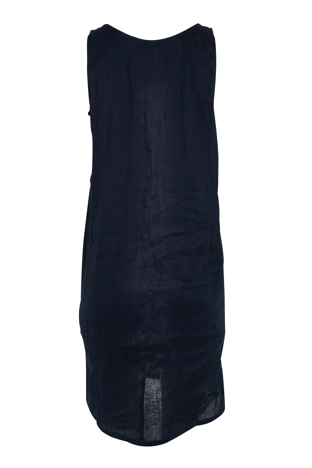 Product shot of the Studio Linen Midi Dress in colour Navy (Blue), from the back