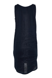 Product shot of the Studio Linen Midi Dress in colour Navy (Blue), from the back