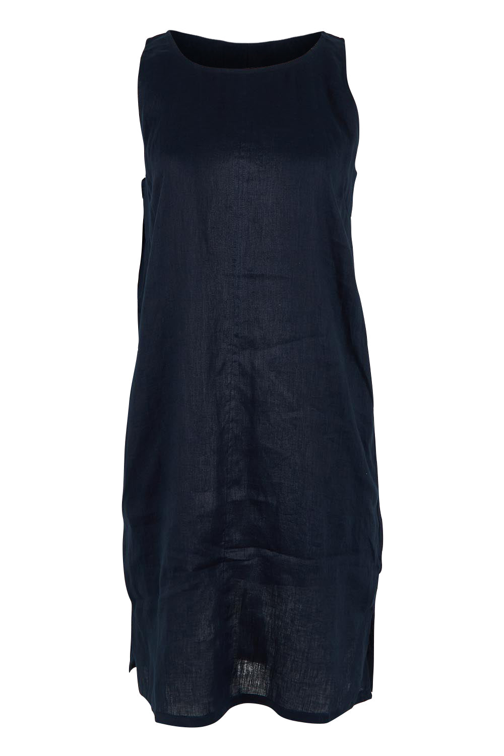 Product shot of the Studio Linen Midi Dress in colour Navy (Blue), from the front