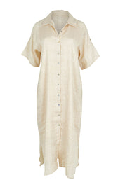 Product shot of the Studio Shirt Dress in colour Tusk, from the front