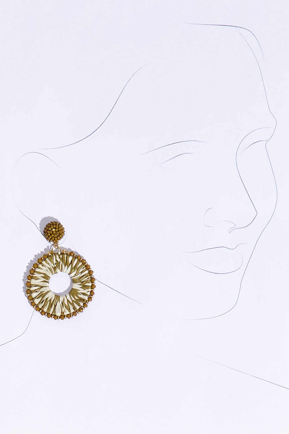 A model wearing size OneSize of the Soma Drop Earring in colour Cirque (Metallics), from the front, showing the whole outfit