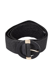Product shot of the Acacia Belt in colour Black (Black), from the front
