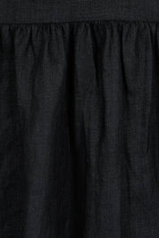 Product shot of the Studio Linen Midi Shirt Dress in colour Ebony (Black), detail