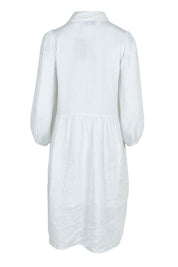 Product shot of the Studio Linen Midi Shirt Dress in colour Salt (White), from the back