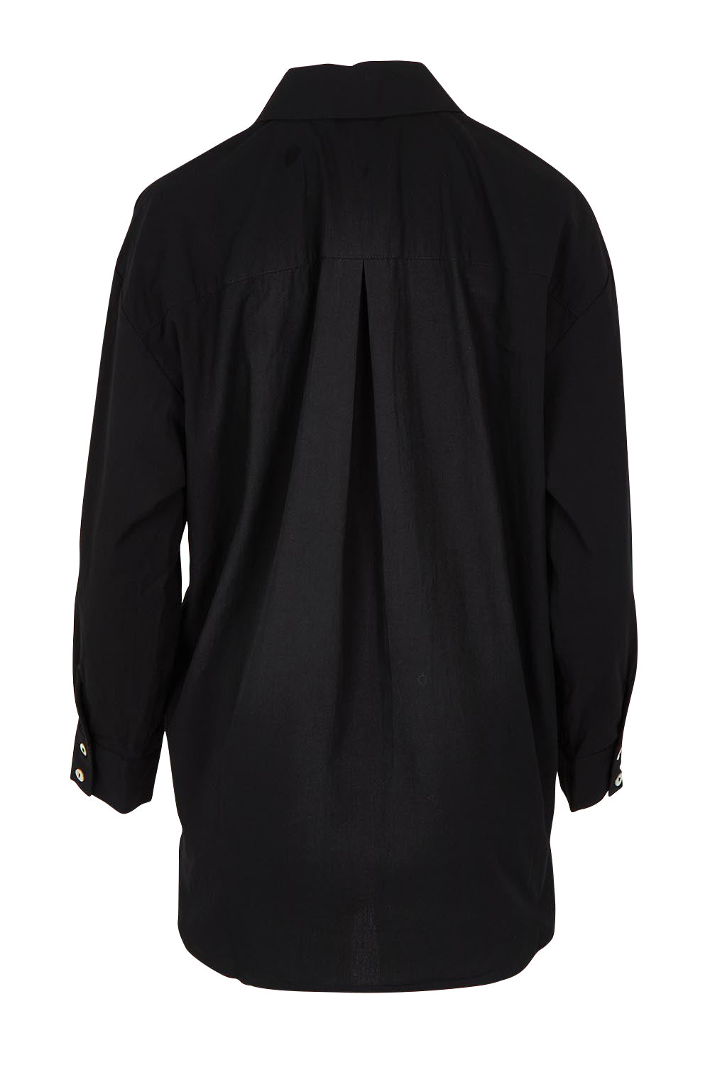 Product shot of the Studio Oversize Cotton Shirt in colour Ebony (Black), from the back