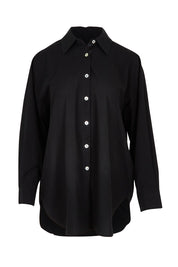 Product shot of the Studio Oversize Cotton Shirt in colour Ebony (Black), from the front